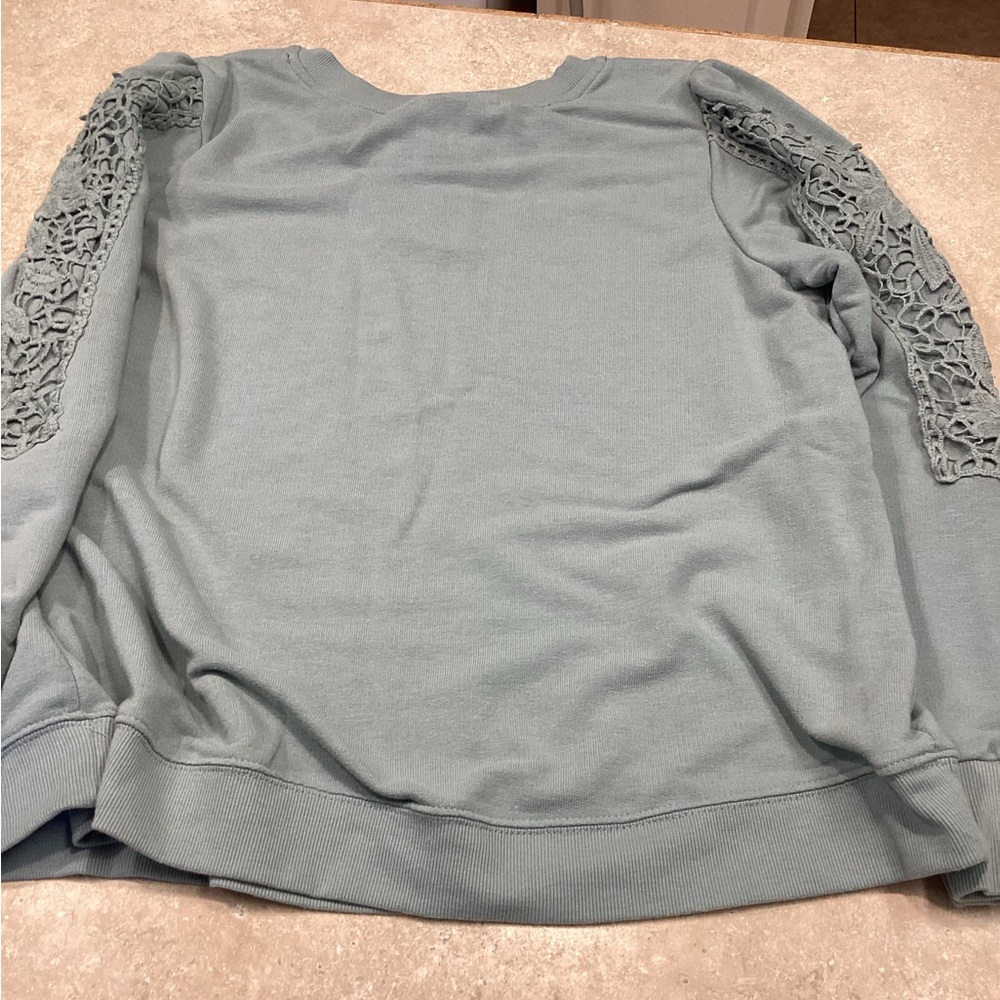 Knox Rose sage long sleeve Henley sweater XXL with lace detail - Picture 8 of 9